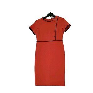 Elegant Red Dress with Button Detail and Contrast Trim.size 12